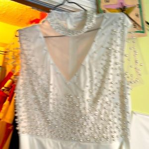 Extra large short sleeve white gorgeous beaded dress